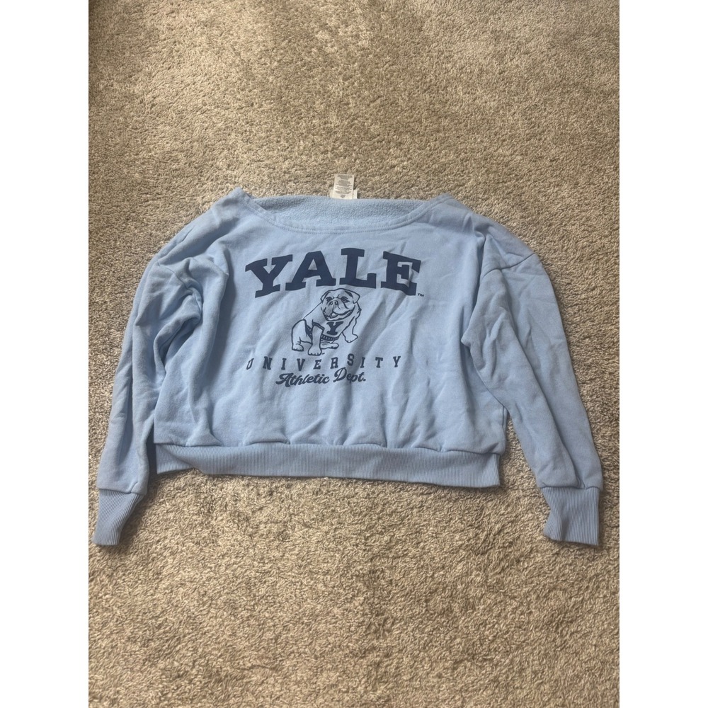 Yale University Athletic Dept Cropped Sweatshirt Light Blue Small YL0005A